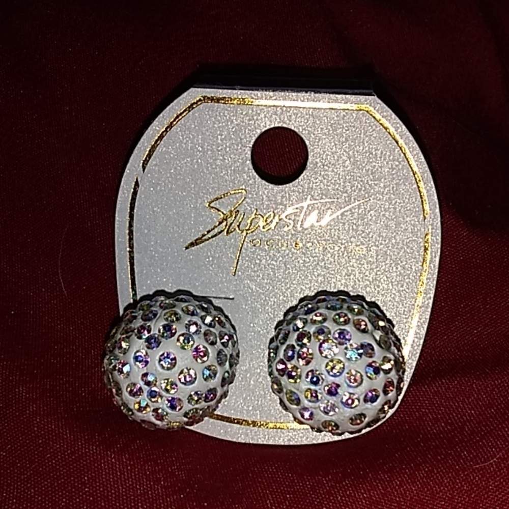 BRAND NEW LARGE GEM GLITTER BALL EARRINGS